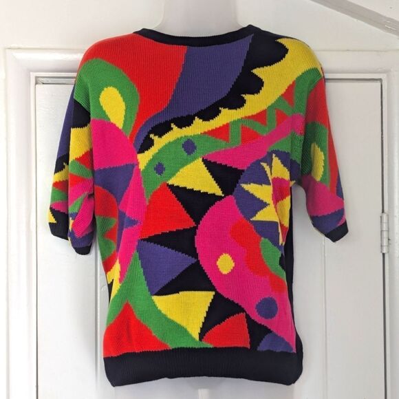 VTG Missy Missy Knit Top 80s 90s Maximalist Preppy Rainbowcore The Nanny  LG - Picture 1 of 7